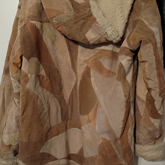 Nui Women's Patchwork Teddy Jacket in Tan and Brown - Picture 2 of 3